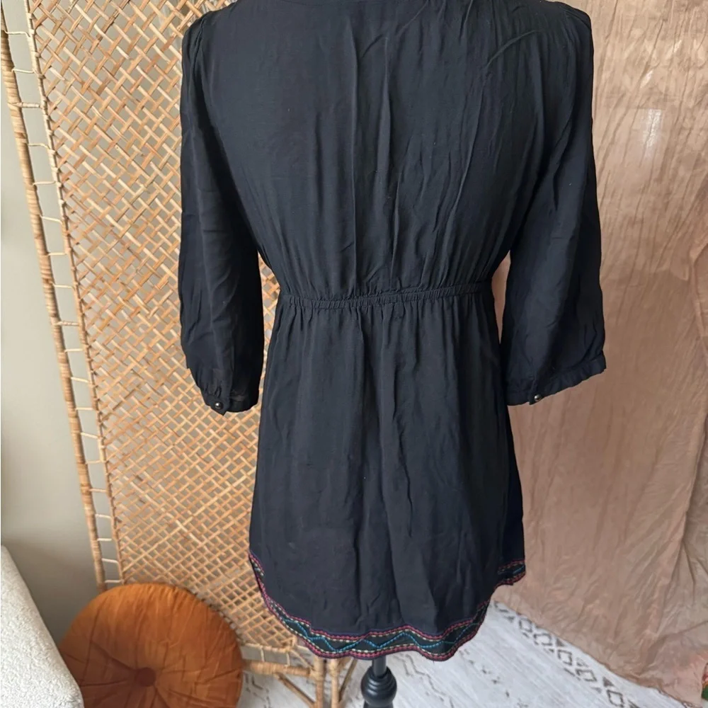 Black Boho Embroidery Tunic Top - Picture 4 of 12